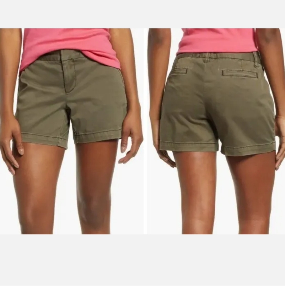 Caslon Olive Sarina Y2K Low Rise Shorts Stretch Cotton Sz 0 28/9" Drab Green New